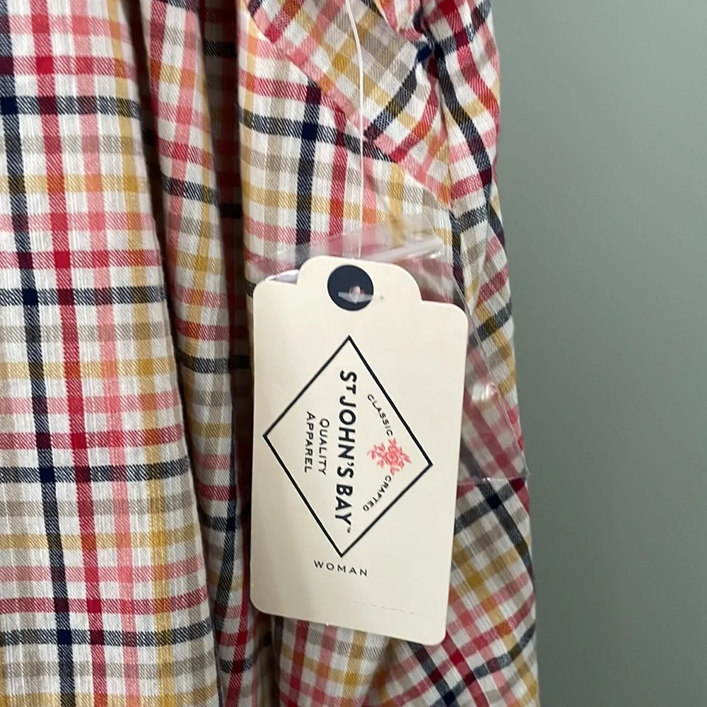 St John’s Bay Women’s checkered short sleeve top size 3X NWT - Picture 4 of 7